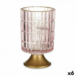 LED-Laterne Rosa Gold Glas...